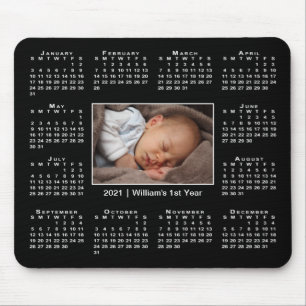 Modern 2021 Kalender Ihr Foto und Name auf Black Mousepad