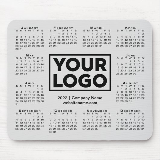 Modern 2022 Calendar Business Company Logo Grau Mousepad (Vorne)