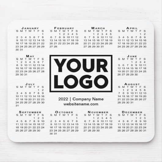 Modern 2022 Calendar Business Company Logo Weiß Mousepad (Vorne)