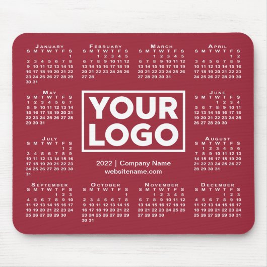 Modern 2022 Calendar Business-Logo Burgund Mousepad (Vorne)