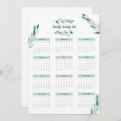 Modern 2022 Full Year Calendar Minimalistisch Card (Vorne/Hinten)