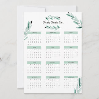 Modern 2022 Full Year Calendar Minimalistisch Card