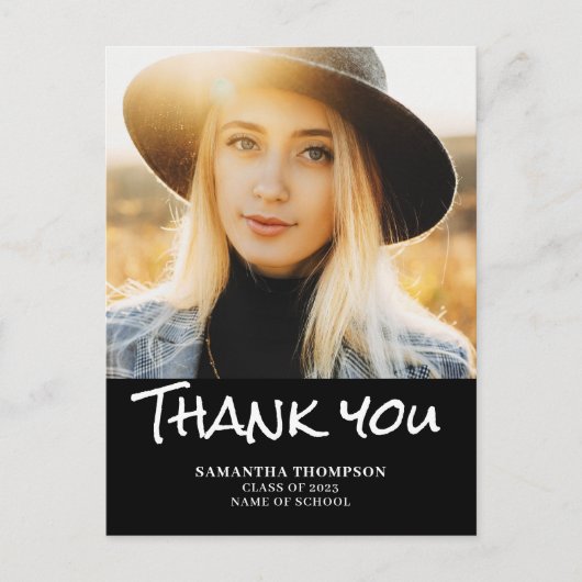 Modern 2023 Abschluss Foto Danke Postcard Postkarte (Vorderseite)