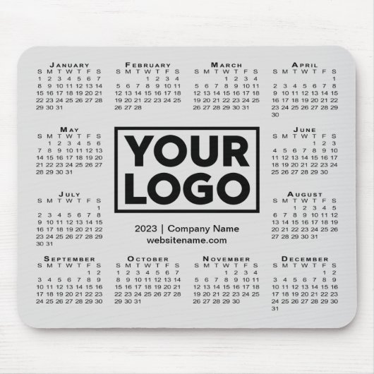 Modern 2023 Calendar Business Company Logo Grau Mousepad (Vorne)