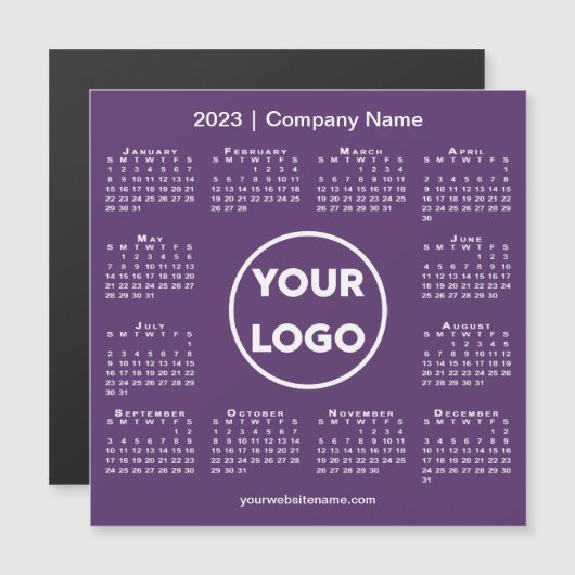 Modern 2023 Calendar Company Logo auf Lila Magnet (Vorne/Hinten)