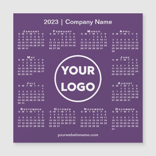 Modern 2023 Calendar Company Logo auf Lila Magnet (Vorderseite)