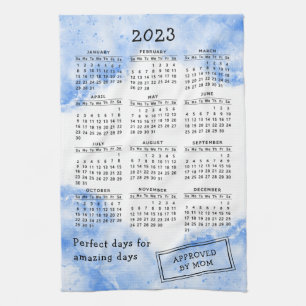 Modern 2023 Full Year Calendar White Blue Geschirrtuch