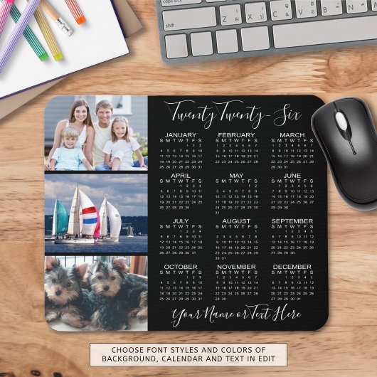 Modern 2023 Kalender 3 Foto Personalisiert Mousepad