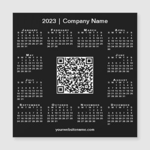 Modern 2023 Kalender Business QR Code Black Magnet
