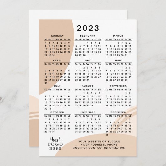 Modern 2023 Kalender Volljahr Minimal Abstrakt Programm (Vorne/Hinten)