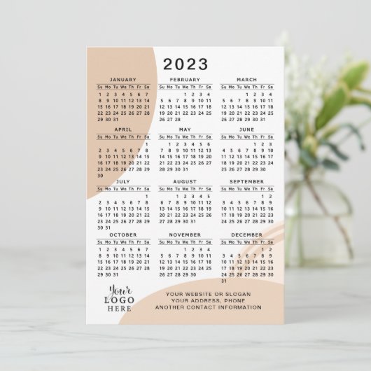 Modern 2023 Kalender Volljahr Minimal Abstrakt Programm (Stehend Vorderseite)
