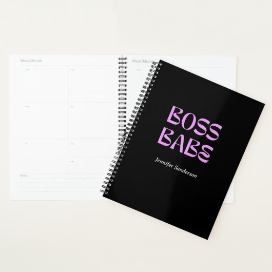 Modern 2024 Boss Babe Personalisiert Black Planer (Anzeige)