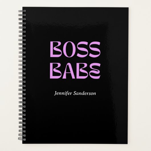 Modern 2024 Boss Babe Personalisiert Black Planer (Vorderseite)