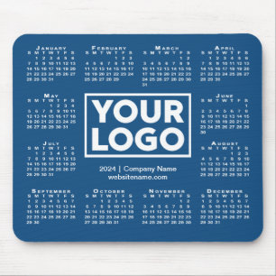Modern 2024 Calendar Business Logo Blue Mousepad