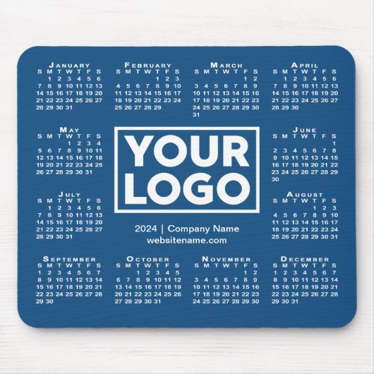 Modern 2024 Calendar Business Logo Blue Mousepad (Vorne)