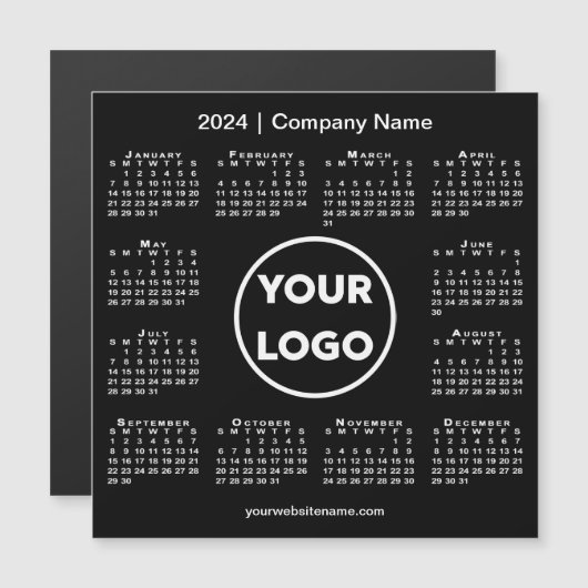 Modern 2024 Calendar Company Logo auf Black Magnet (Vorne/Hinten)