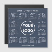 Modern 2024 Calendar Company Logo Navy Blue Magnet (Vorne/Hinten)