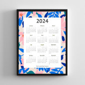 Modern 2024 farbenfroher, kühne Muster Kalender Poster