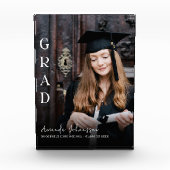 Modern 2024 Grad White Script Overlay Keepake Fotoblock (Vorderseite)