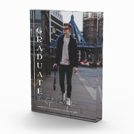 Modern 2024 Graduate White Script Overlay  Fotoblock (Rechts)