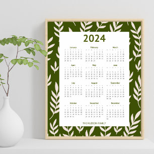 Modern 2024 Grüngrüne Olivenbäume Calender Poster