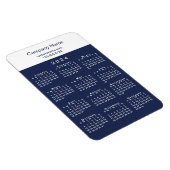 Modern 2024 Kalender Company Name Info Navy White Magnet (Rechte Seite)
