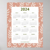 Modern 2024 Pachy Leaf Muster Calender Poster (Vorne)