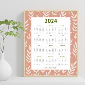 Modern 2024 Pachy Leaf Muster Calender Poster