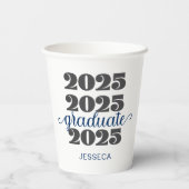 Modern 2025 Blue Black Graduate Paper Cup Pappbecher (Rückseite)