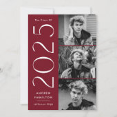 Modern 2025 Burgund 3 Foto Graduation Party Einladung (Vorderseite)