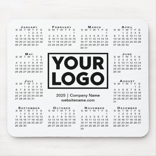 Modern 2025 Calendar Business Company Logo Weiß Mousepad (Vorne)