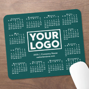 Modern 2025 Calendar Business Logo Blue-Green Mousepad