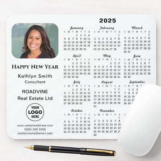 Modern 2025 Calendar Business Logo Foto Einfach Mousepad