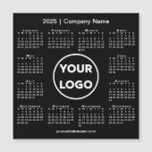 Modern 2025 Calendar Company Logo auf Black Magnet (Vorderseite)