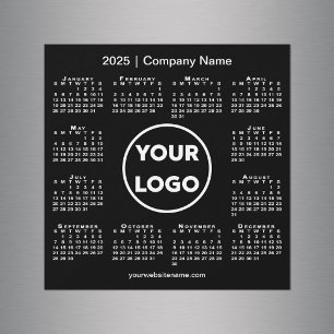 Modern 2025 Calendar Company Logo auf Black Magnet