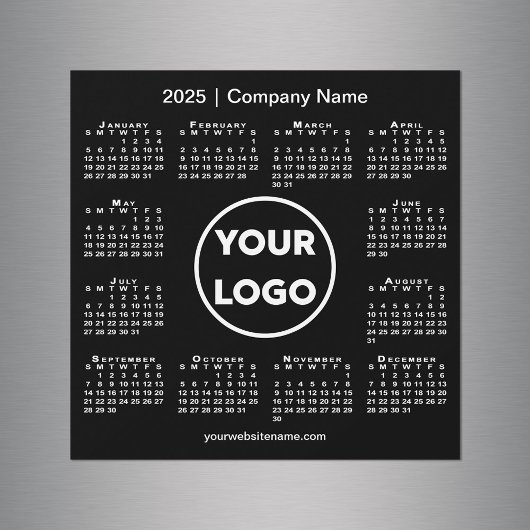 Modern 2025 Calendar Company Logo auf Black Magnet