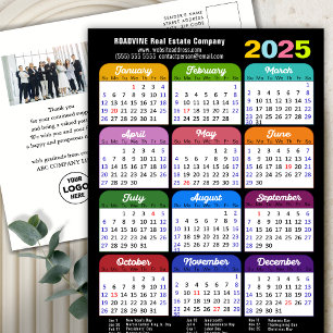Modern 2025 Calendar Corporate Foto Logo farbig Feiertagspostkarte