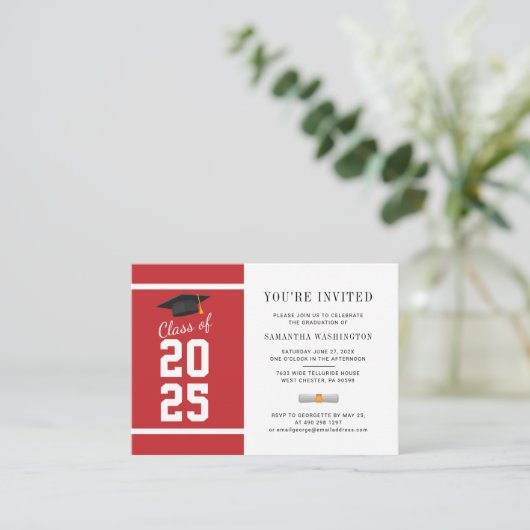 Modern 2025 Foto Abschluss Einladung (Stehend Vorderseite)