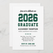 Modern 2025 Graduate Green Graduation Party Einladung (Vorne/Hinten)
