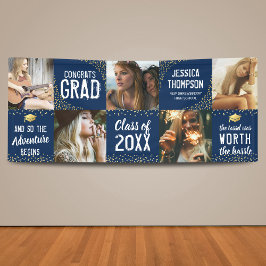 Modern 2025 Graduate Navy & Gold Foto Banner