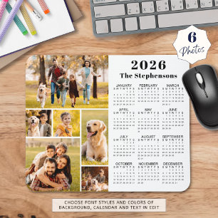 Modern 2025 Kalender 6 Foto Collage Personalisiert Mousepad