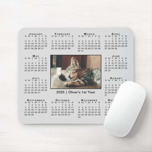 Modern 2025 Kalender Ihr Foto Name auf Grau Mousepad (Mit Mouse)