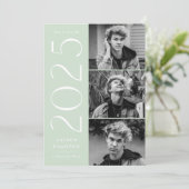 Modern 2025 Mint Green 3 Foto Graduation Party Einladung (Stehend Vorderseite)