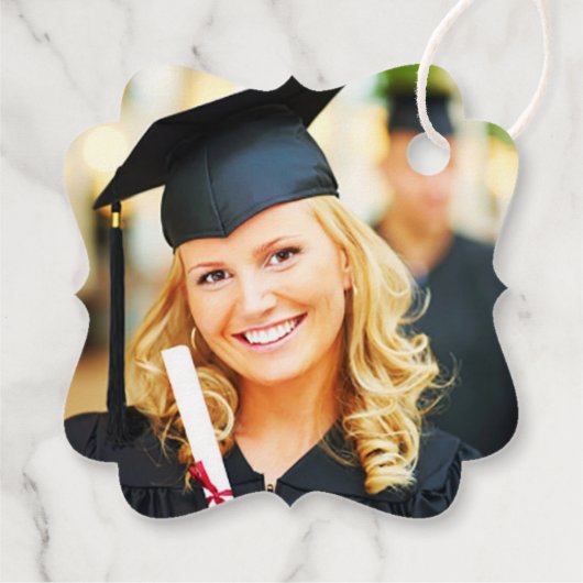 Modern 2025 Rose Gold Script Foto Abschluss Geschenkanhänger (Rückseite)