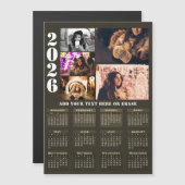 Modern 2026 Calendar 5 Photo Collage Magnet Card (Vorne/Hinten)