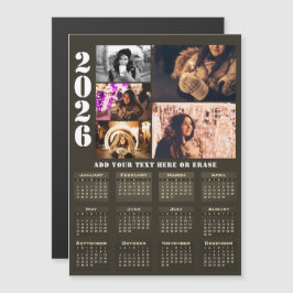 Modern 2026 Calendar 5 Photo Collage Magnet Card