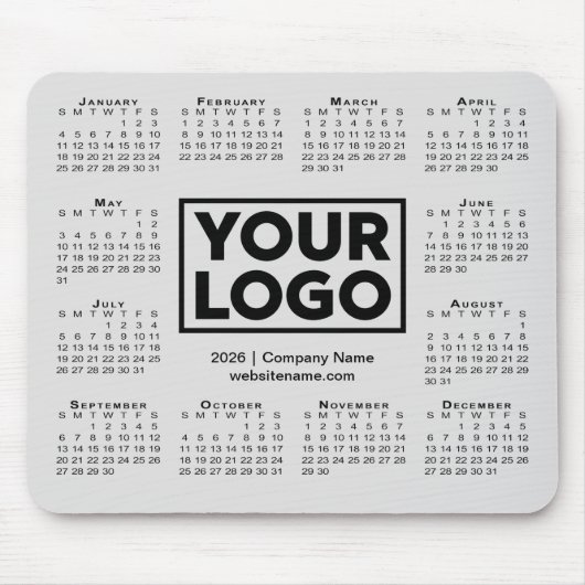 Modern 2026 Calendar Business Company Logo Gray Mousepad (Vorne)