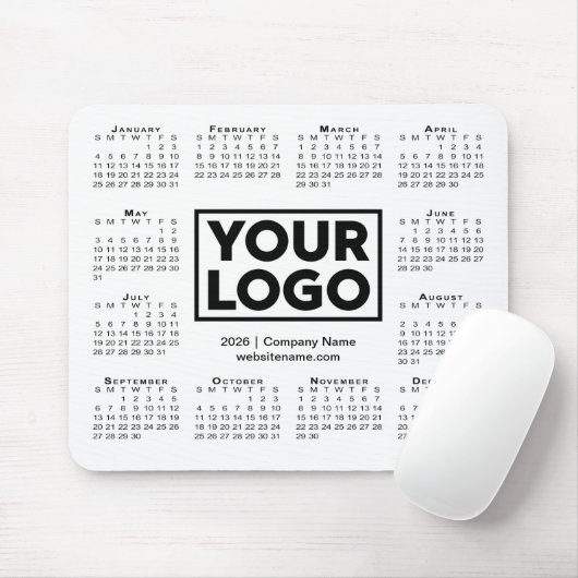 Modern 2026 Calendar Business Company Logo Mousepad (Mit Mouse)