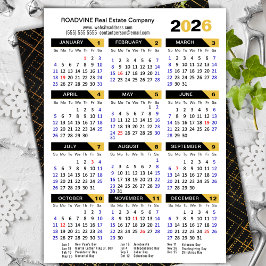 Modern 2026 Calendar Business Gold Black Corporate Feiertagskarte