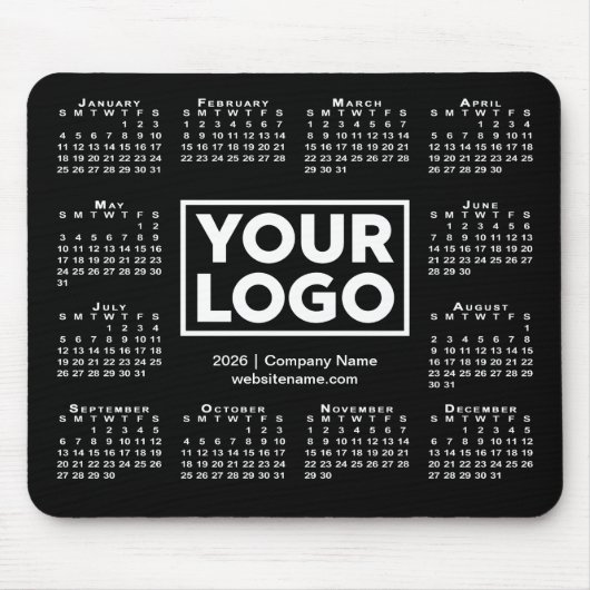 Modern 2026 Calendar Business Logo Black Mousepad (Vorne)